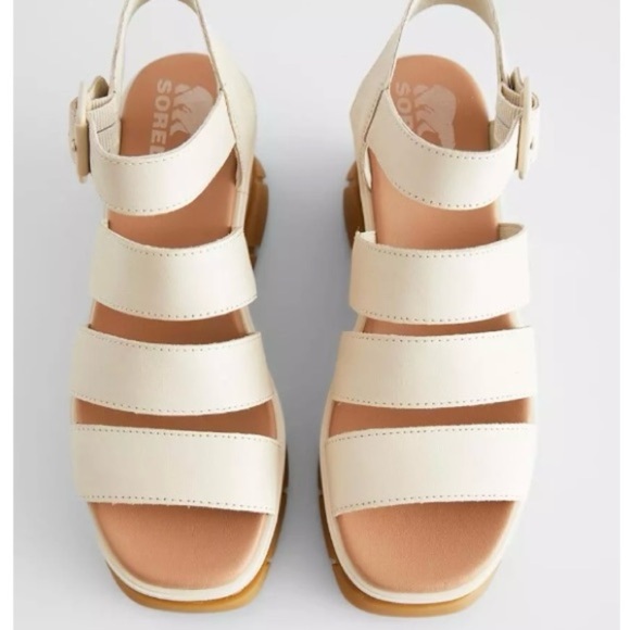 Sorel Joanie lll Platform Wedge Sandals 90s Neutral Off White Leather Chunky - Picture 5 of 17
